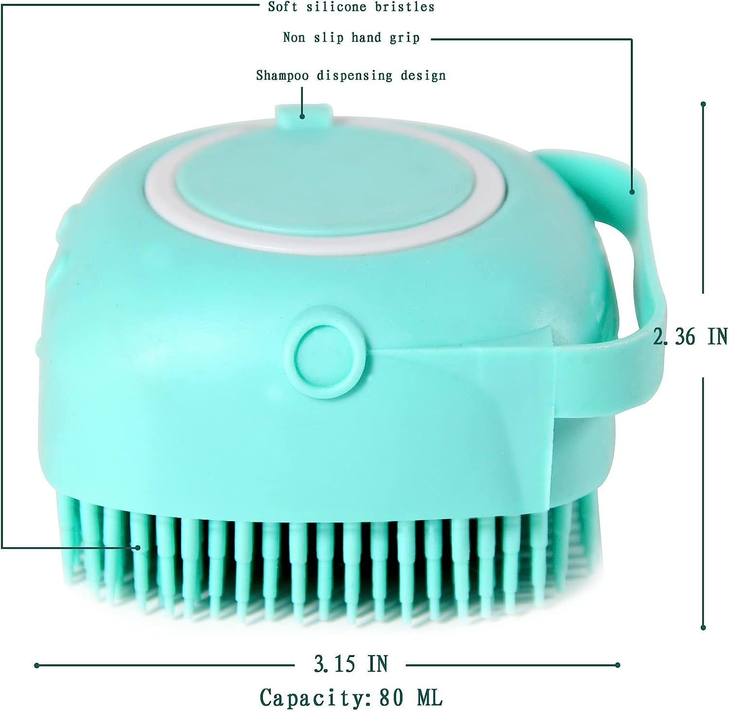 Soft Silicone Pet Bath Brush with Shampoo Dispenser for Dogs and Cats - Grooming Shower Scrubber (Blue)
